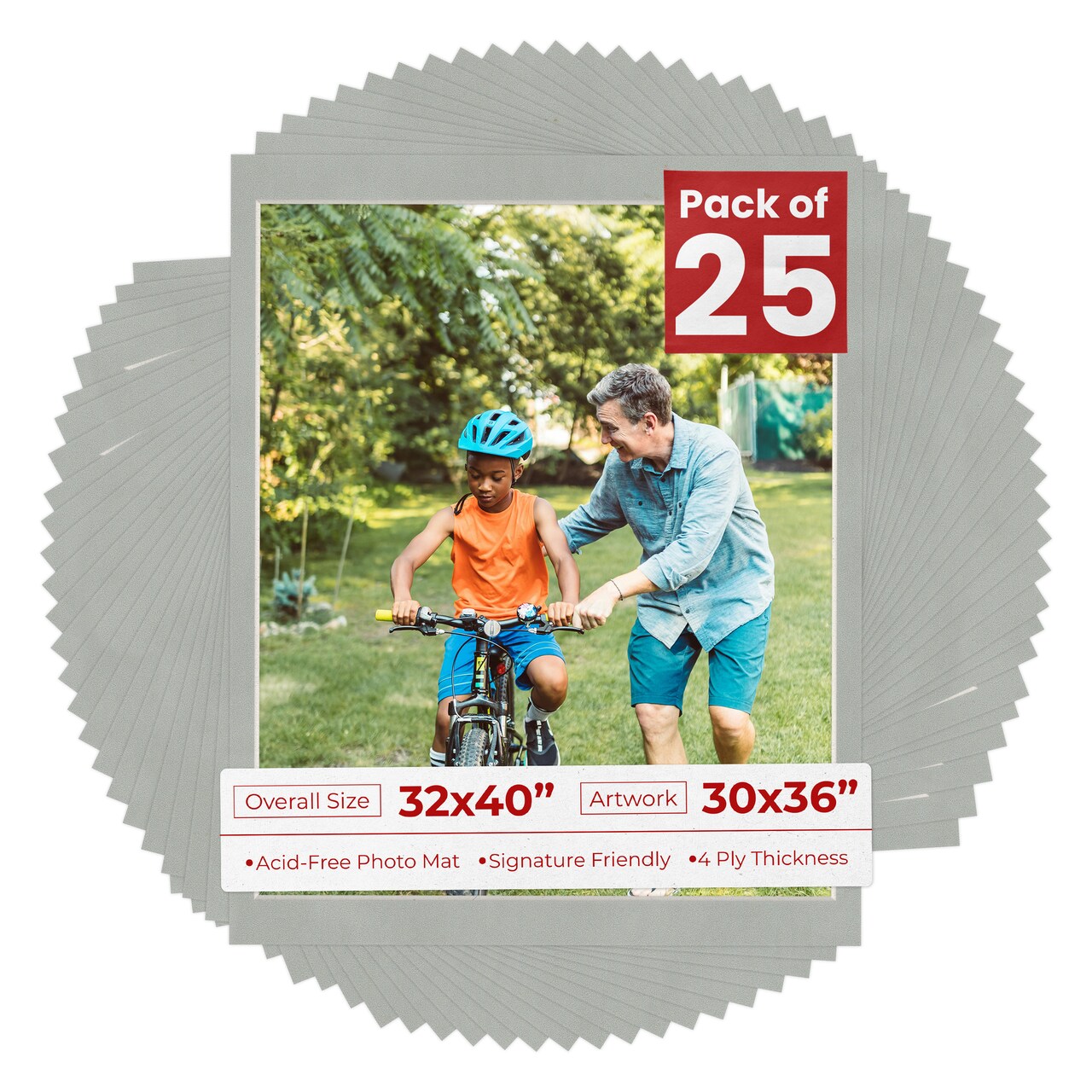 Light Grey Suede Mat Board for 32x40 Frames - Fits 30x36 Photos